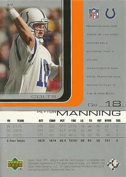 2001 SPx #37 Peyton Manning Back
