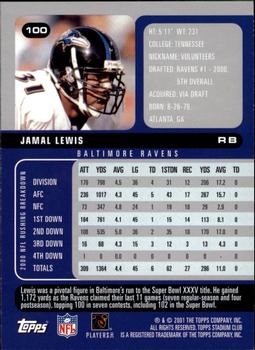2001 Stadium Club #100 Jamal Lewis Back