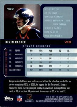 2001 Stadium Club #129 Kevin Kasper Back
