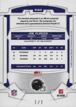 2008 Leaf Rookies & Stars - Rookie Patch Autographs Black #230 Joe Flacco Back