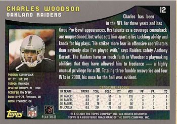 2001 Topps #12 Charles Woodson Back