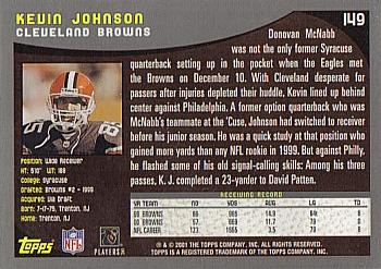 2001 Topps #149 Kevin Johnson Back