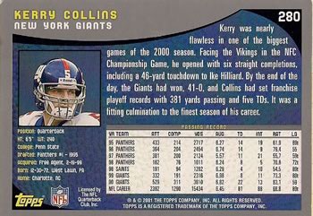 2001 Topps #280 Kerry Collins Back