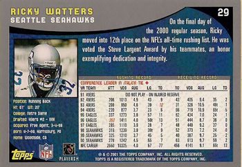 2001 Topps #29 Ricky Watters Back