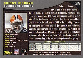 2001 Topps #315 Quincy Morgan Back