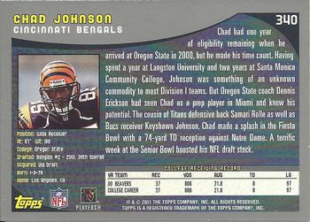 2001 Topps #340 Chad Johnson Back