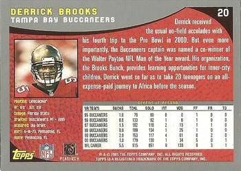 2001 Topps #20 Derrick Brooks Back