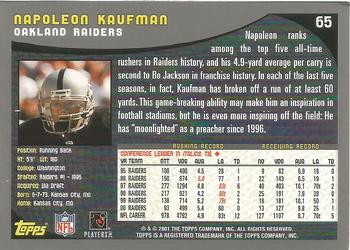 2001 Topps #65 Napoleon Kaufman Back