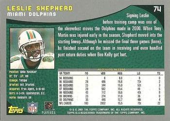 2001 Topps #74 Leslie Shepherd Back