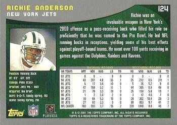 2001 Topps #124 Richie Anderson Back