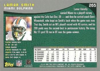 2001 Topps #265 Lamar Smith Back