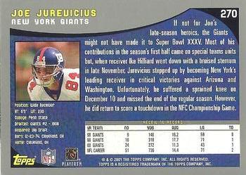 2001 Topps #270 Joe Jurevicius Back