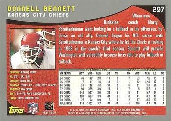 2001 Topps #297 Donnell Bennett Back