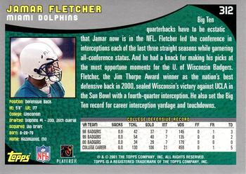 2001 Topps #312 Jamar Fletcher Back