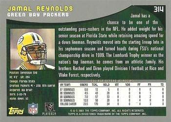 2001 Topps #314 Jamal Reynolds Back