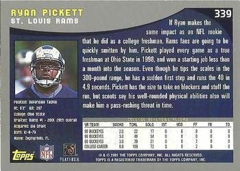 2001 Topps #339 Ryan Pickett Back