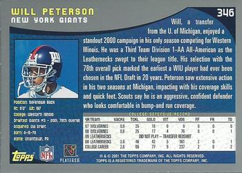 2001 Topps #346 Will Peterson Back