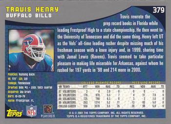 2001 Topps #379 Travis Henry Back