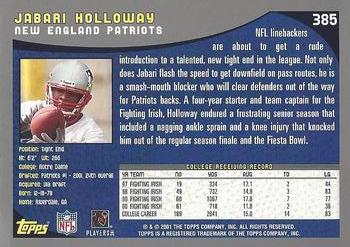 2001 Topps #385 Jabari Holloway Back