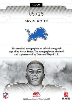 2008 Leaf Rookies & Stars - Studio Rookies Autographs #SR-9 Kevin Smith Back