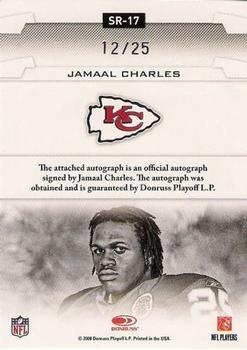 2008 Leaf Rookies & Stars - Studio Rookies Autographs #SR-17 Jamaal Charles Back