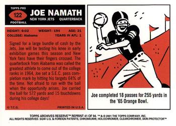 2001 Topps Archives Reserve #41 Joe Namath Back