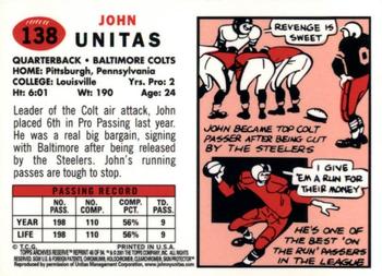 2001 Topps Archives Reserve #46 Johnny Unitas Back