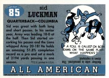 2001 Topps Archives Reserve #87 Sid Luckman Back
