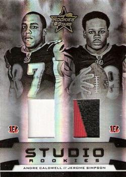 2008 Leaf Rookies & Stars - Studio Rookies Combos Materials Prime #SRC-6 Andre Caldwell / Jerome Simpson Front