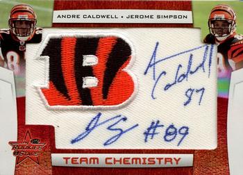 2008 Leaf Rookies & Stars - Team Chemistry Autographs #TC-7 Andre Caldwell / Jerome Simpson Front