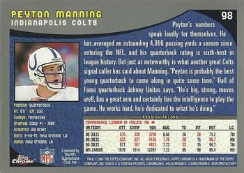 2001 Topps Chrome #98 Peyton Manning Back
