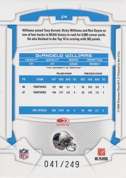 2008 Leaf Rookies & Stars - Longevity Silver #14 DeAngelo Williams Back