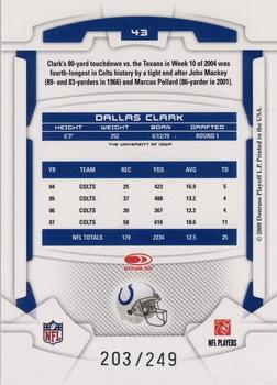 2008 Leaf Rookies & Stars - Longevity Silver #43 Dallas Clark Back