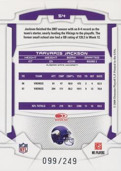 2008 Leaf Rookies & Stars - Longevity Silver #54 Tarvaris Jackson Back
