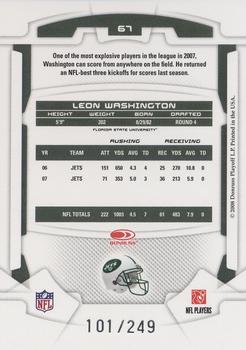 2008 Leaf Rookies & Stars - Longevity Silver #67 Leon Washington Back