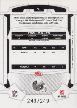 2008 Leaf Rookies & Stars - Longevity Silver #71 Zach Miller Back