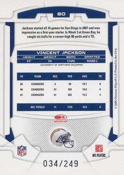 2008 Leaf Rookies & Stars - Longevity Silver #80 Vincent Jackson Back