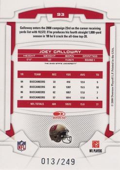 2008 Leaf Rookies & Stars - Longevity Silver #93 Joey Galloway Back