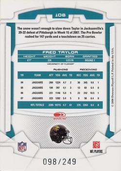 2008 Leaf Rookies & Stars - Longevity Silver #108 Fred Taylor Back
