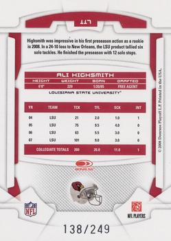 2008 Leaf Rookies & Stars - Longevity Silver #117 Ali Highsmith Back
