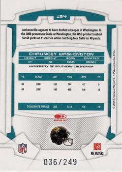 2008 Leaf Rookies & Stars - Longevity Silver #124 Chauncey Washington Back