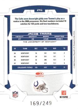2008 Leaf Rookies & Stars - Longevity Silver #141 Jacob Tamme Back