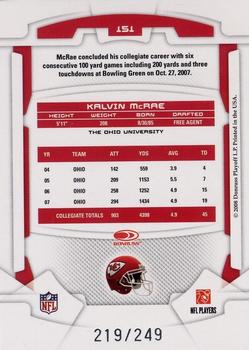 2008 Leaf Rookies & Stars - Longevity Silver #151 Kalvin McRae Back