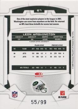 2008 Leaf Rookies & Stars - Longevity Silver Holofoil #67 Leon Washington Back
