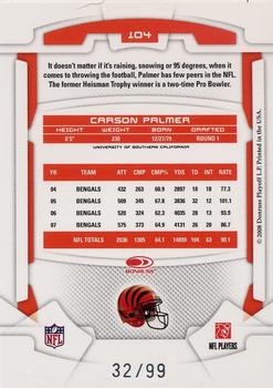 2008 Leaf Rookies & Stars - Longevity Silver Holofoil #104 Carson Palmer Back
