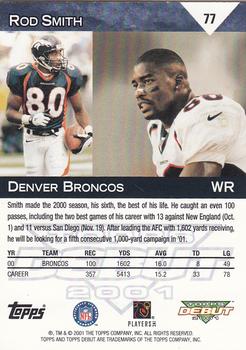 2001 Topps Debut #77 Rod Smith Back