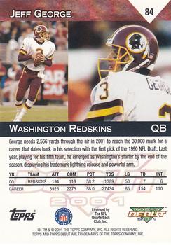 2001 Topps Debut #84 Jeff George Back