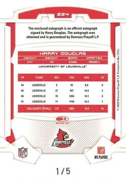 2008 Leaf Rookies & Stars Longevity - Rookie Patch Autographs College #224 Harry Douglas Back