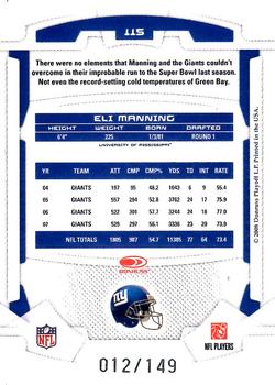 2008 Leaf Rookies & Stars Longevity - Sapphire #115 Eli Manning Back
