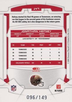 2008 Leaf Rookies & Stars Longevity - Sapphire #147 Jonathan Hefney Back